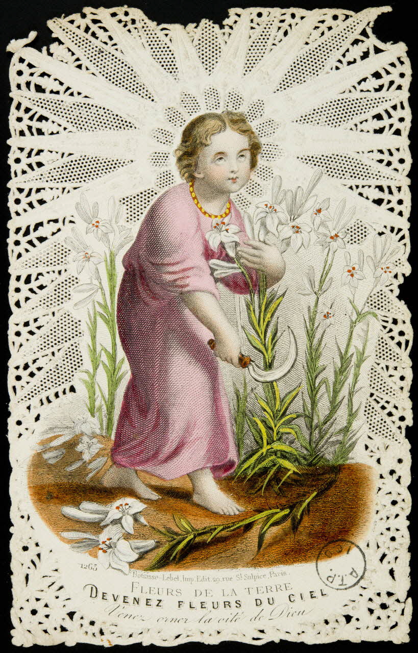 estampe FLEURS DE LA TERRE  DEVENEZ FLEURS DU CIEL  Venez orner la cité de Dieu 1975.15.101 Photo