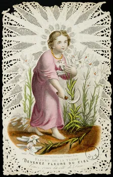 estampe FLEURS DE LA TERRE  DEVENEZ FLEURS DU CIEL  Venez orner la cité de Dieu 1975.15.101 Photo