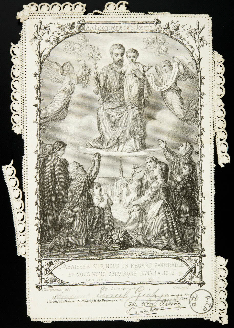 Charpentier Père et Fils et Cie estampe Archiconfrérie de St. Joseph Paris 1877 1975.15.86 Photo