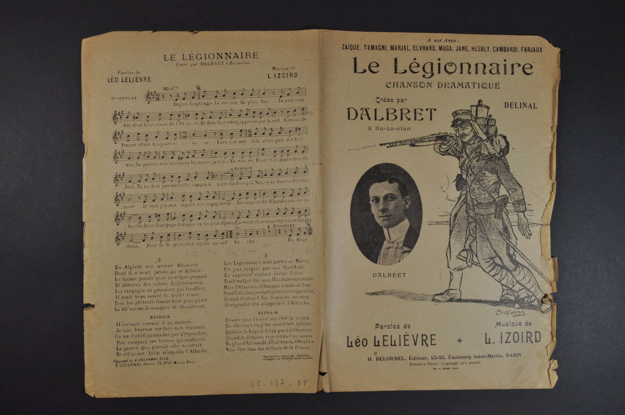 Louis Izoird ; Léo Lelièvre ; Paul Dalbret ; Delormel chanson petit format 1911 1965.168.38 Photo Mucem