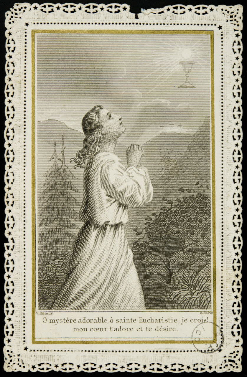estampe O mystère adorable, ô sainte Eucharistie, je crois !  mon coeur t'adore et te désire. 1975.15.90 Photo