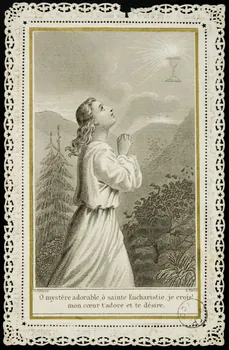 estampe O mystère adorable, ô sainte Eucharistie, je crois !  mon coeur t'adore et te désire. 1975.15.90 Photo