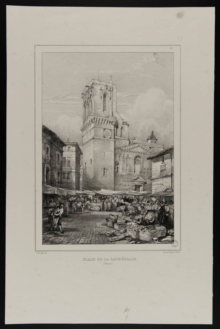 estampe PLACE DE LA CATHEDRALE.  (Nîmes) 1975.23.11 Photo