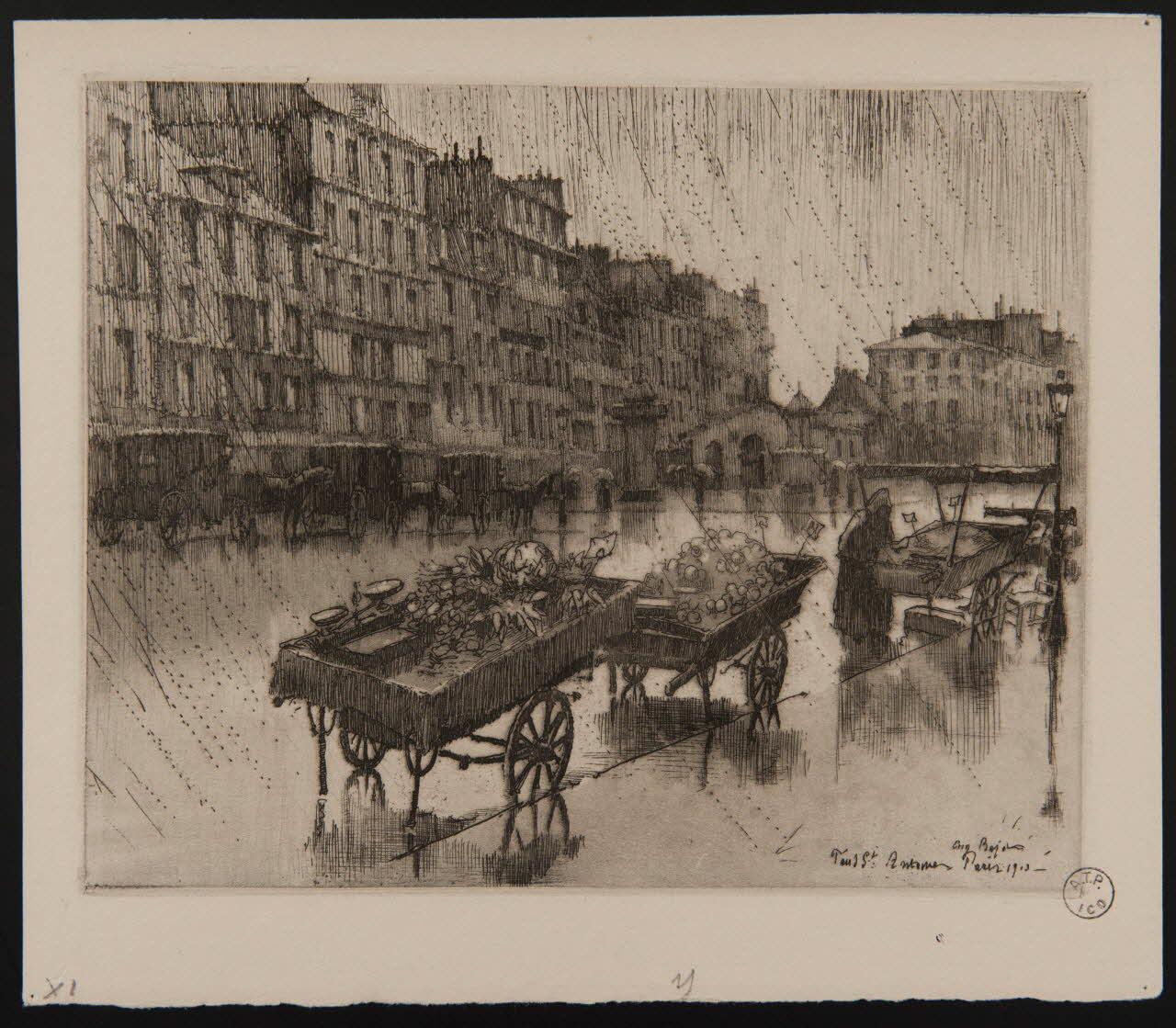 estampe Charettes de maraichers sous la pluie 1913 1975.23.15 Photo