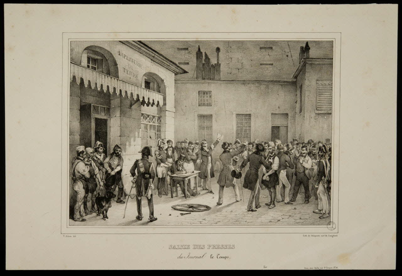 estampe SAISIE DES PRESSES  du Journal le Temps. 1975.23.17 Photo