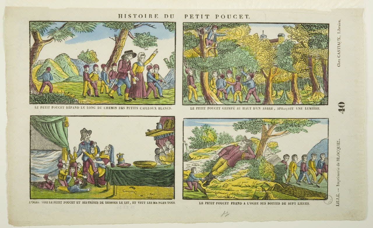 Jean-Baptiste Castiaux ; Simon-François Blocquel imagerie ancienne HISTOIRE DU PETIT POUCET Lille 1809-1837 1975.23.34 Photo