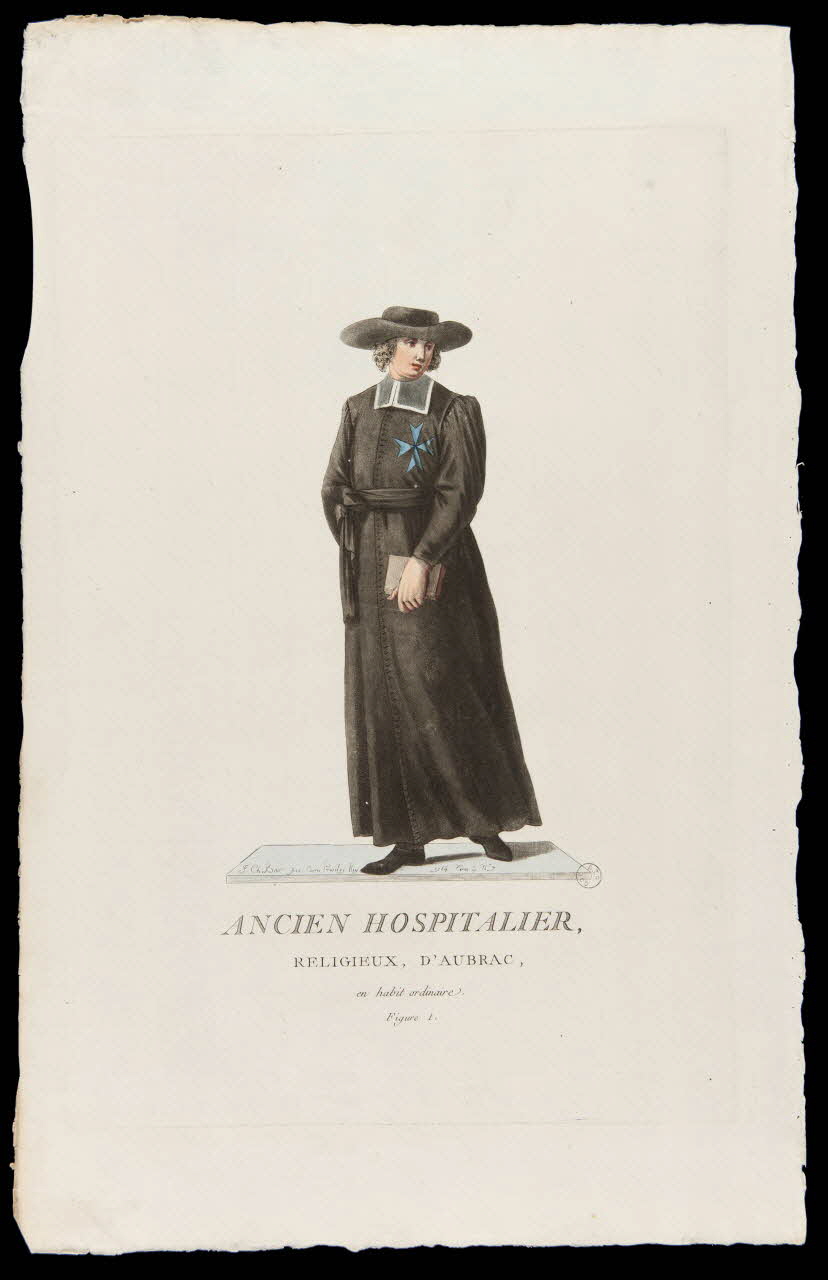 estampe ANCIEN HOSPITALIER,  RELIGIEUX, D'AUBRAC,  en habit ordinaire. 1975.24.2 Photo