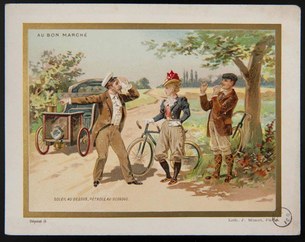 carte réclame SOLEIL AU DESSUS, PETROLE AU DESSOUS. 1975.3.171 Photo