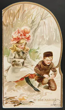 carte réclame Jeune couple patinant sur la glace 1975.3.175 Photo