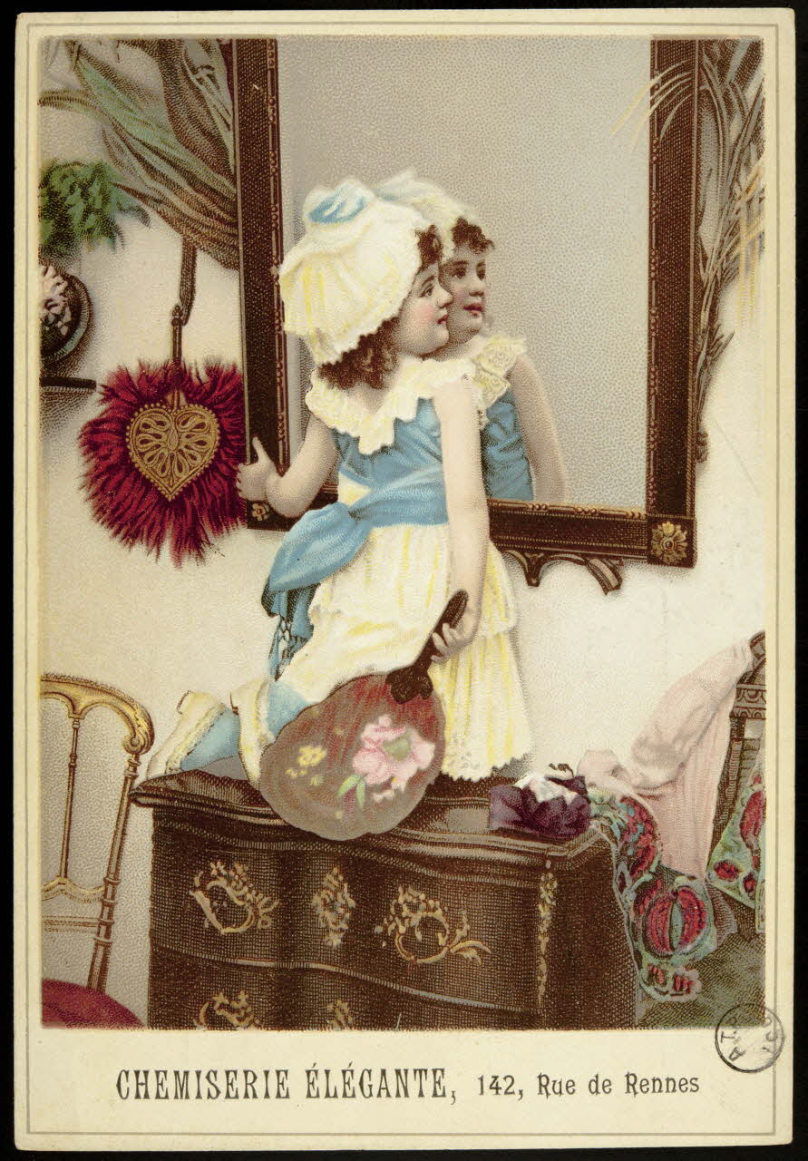 carte réclame Fillette au miroir 1975.3.202 Photo
