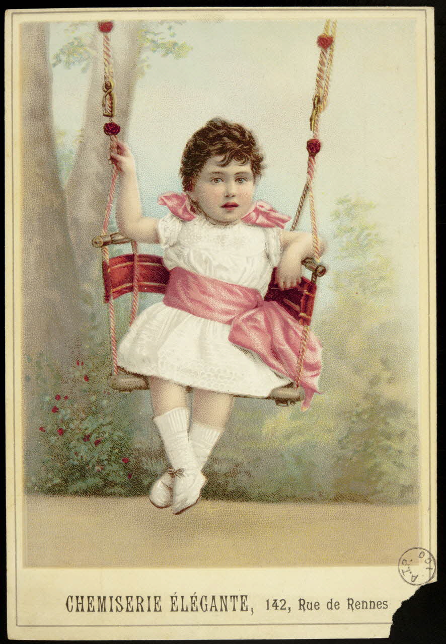 carte réclame Portrait d'une fillette sur une balançoire 1975.3.209 Photo