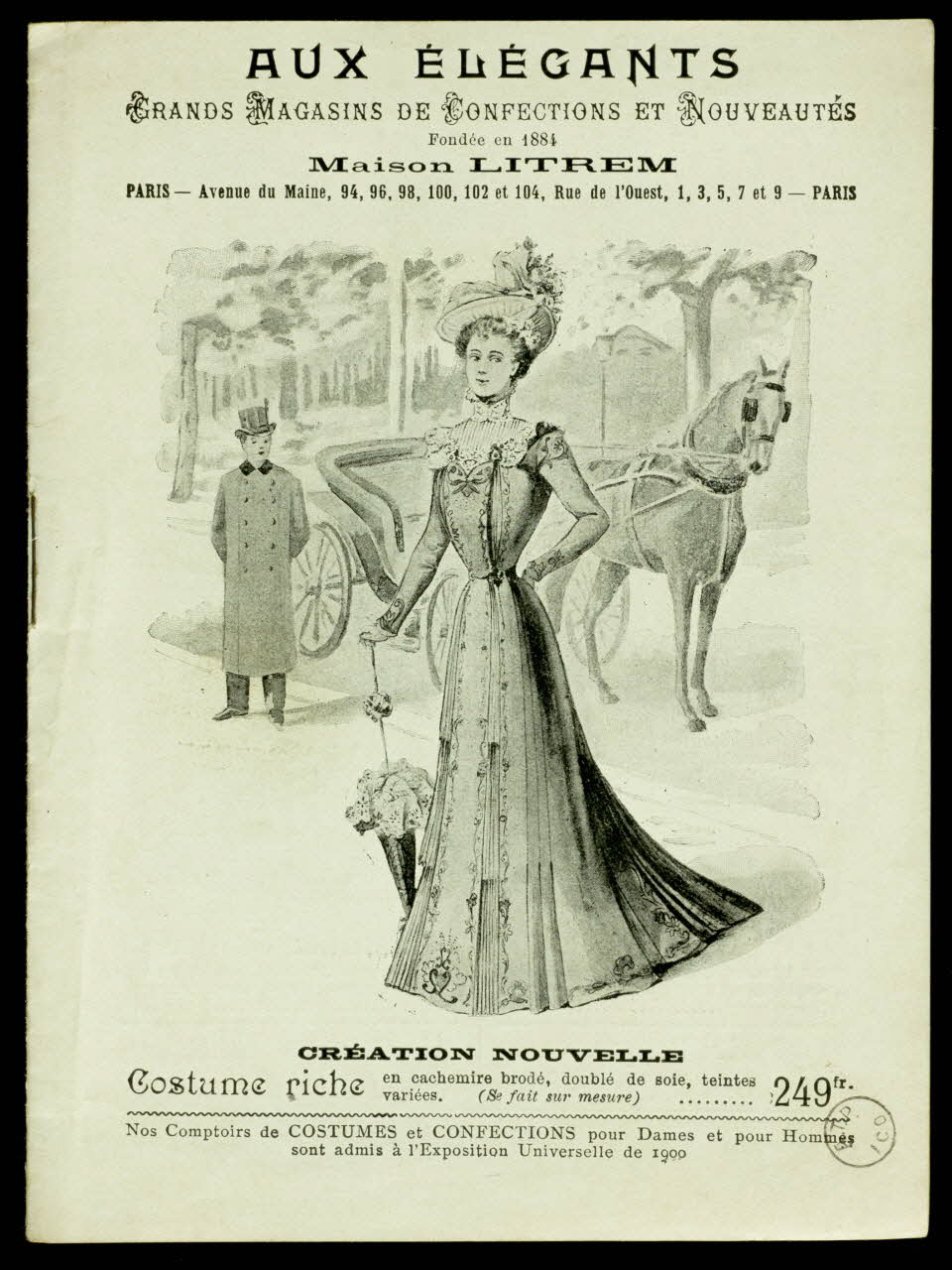estampe AUX ELEGANTS  GRANDS MAGASINS DE CONFECTIONS ET NOUVEAUTES 1975.3.222 Photo