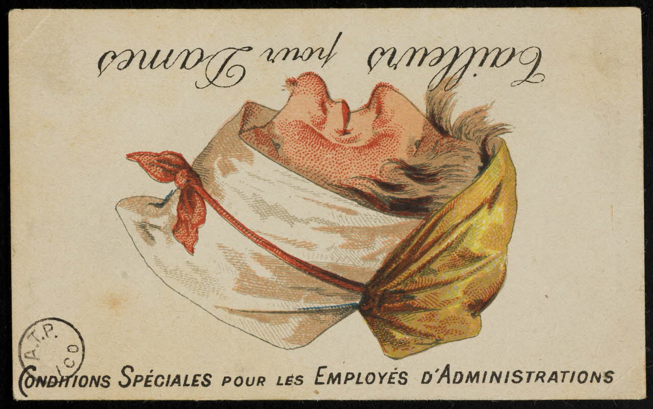 carte réclame Un grotesque : deux têtes de femme 1975.3.224 Photo