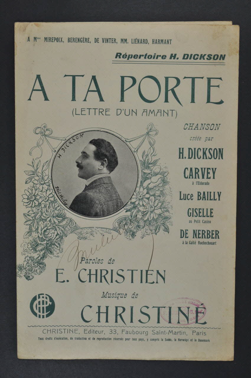 Henri Christiné ; Eugène Christien ; Henri Dickson ; Carvey chanson petit format 1907 1965.168.48 Photo Mucem