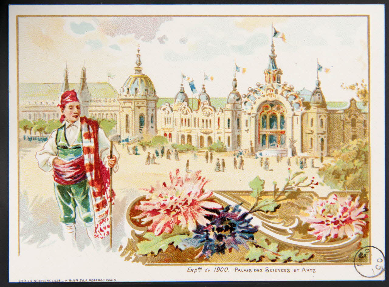 carte réclame Exp.on de 1900. PALAIS DES SCIENCES ET ARTS 1975.3.342 Photo