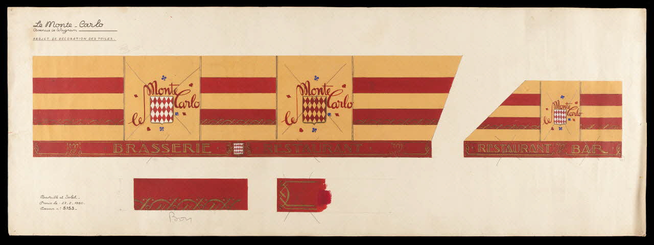 Prévost dessin Projet de store de lambrequin pour le restaurant le Monte Carlo 1950 1975.37.134.1 Photo