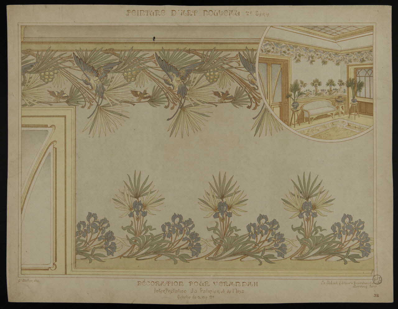 estampe PEINTURE D'ART NOUVEAU  DECORATION POUR VERANDAH 1975.37.69 Photo