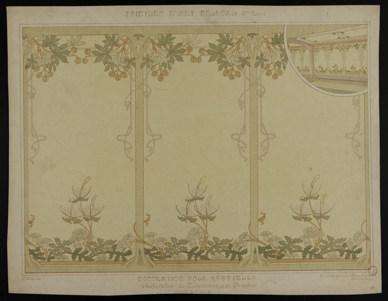 estampe PEINTURE D'ART NOUVEAU  DECORATION POUR VESTIBULE 1975.37.72 Photo