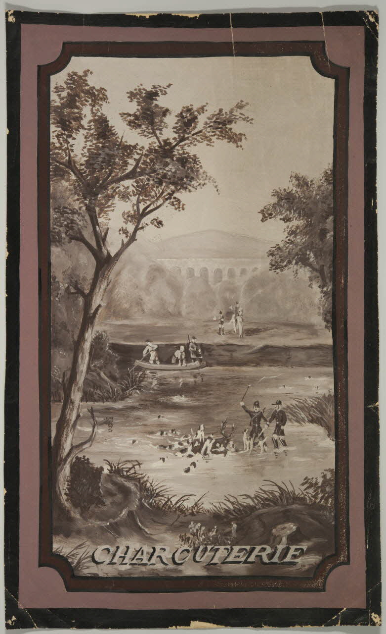 dessin Projet de store de charcuterie : l'hallali du cerf 1975.37.89 Photo