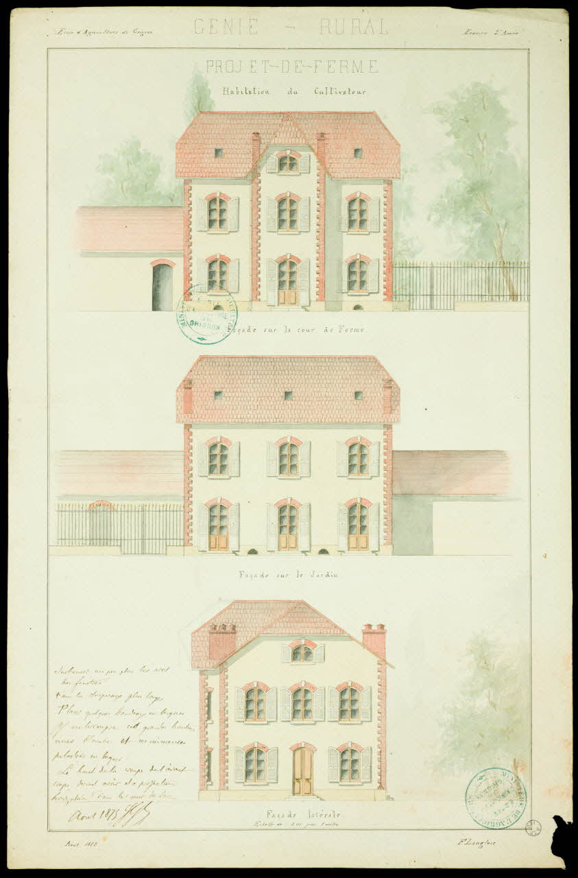 Fernand Langlois partie d'un ensemble de dessins PROJET-DE-FERME  habitation du Cultivateur Ile-de-France, France 1875 1975.42.11 Photo