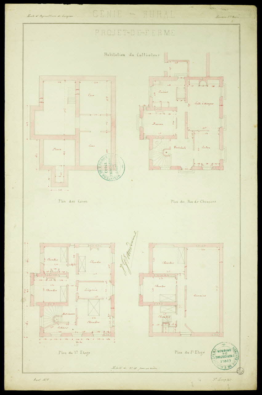 Fernand Langlois partie d'un ensemble de dessins PROJET-DE-FERME  Habitation du Cultivateur Ile-de-France, France 1875 1975.42.12 Photo