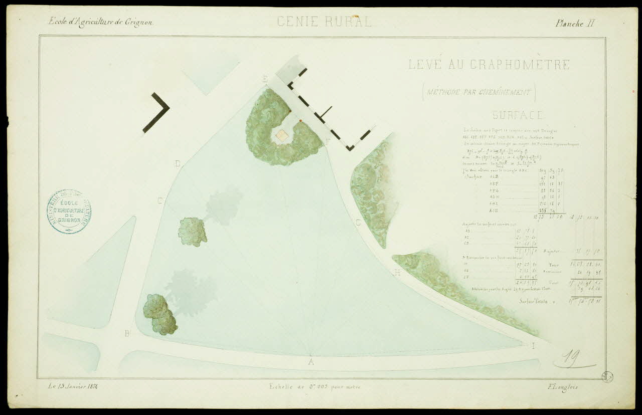 Fernand Langlois partie d'un ensemble de dessins GENIE RURAL  LEVEE AU GRAPHOMETRE Ile-de-France, France 1874 1975.42.14 Photo