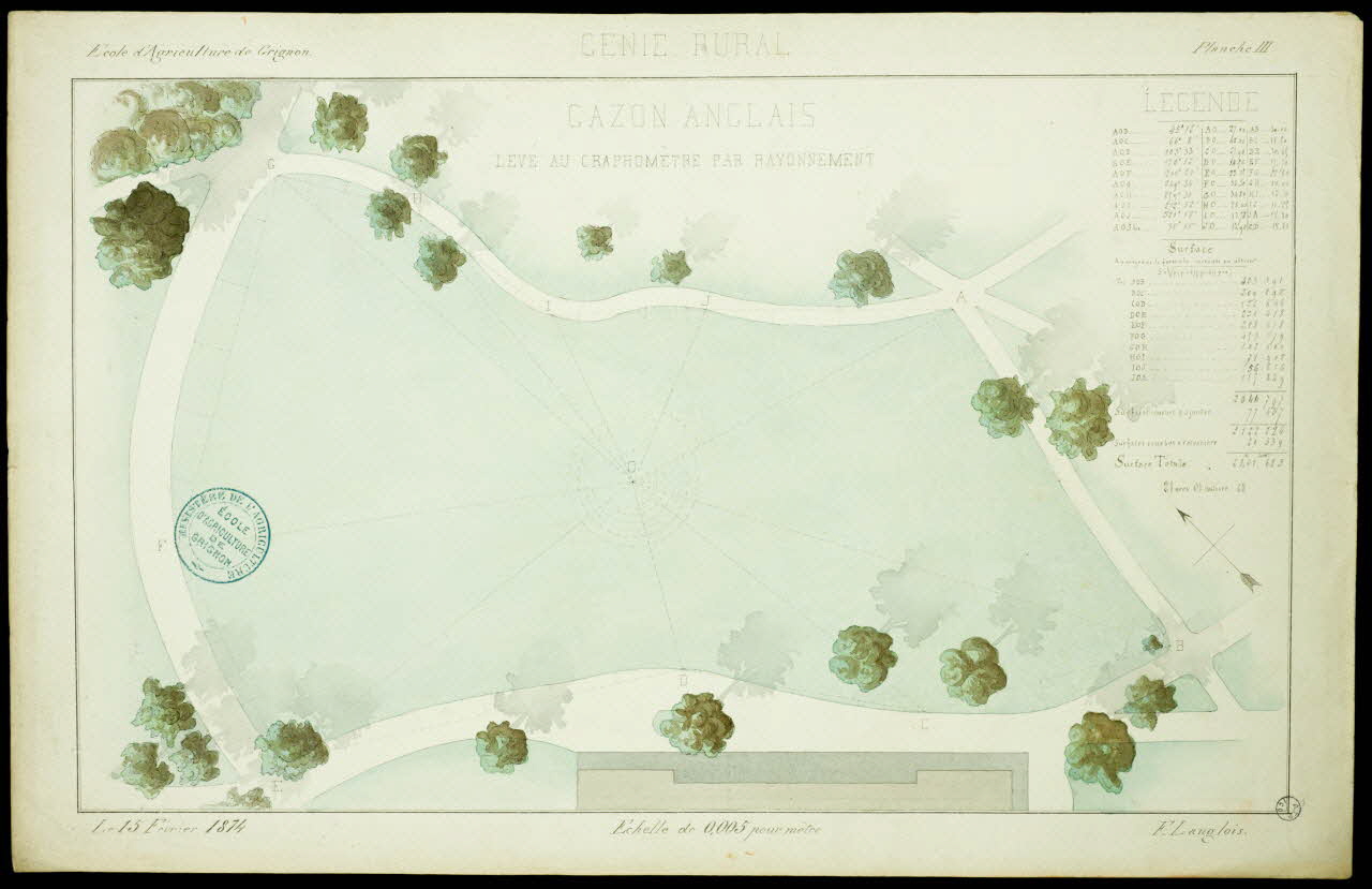 Fernand Langlois partie d'un ensemble de dessins GENIE RURAL  GAZON ANGLAIS Ile-de-France, France 1874 1975.42.15 Photo
