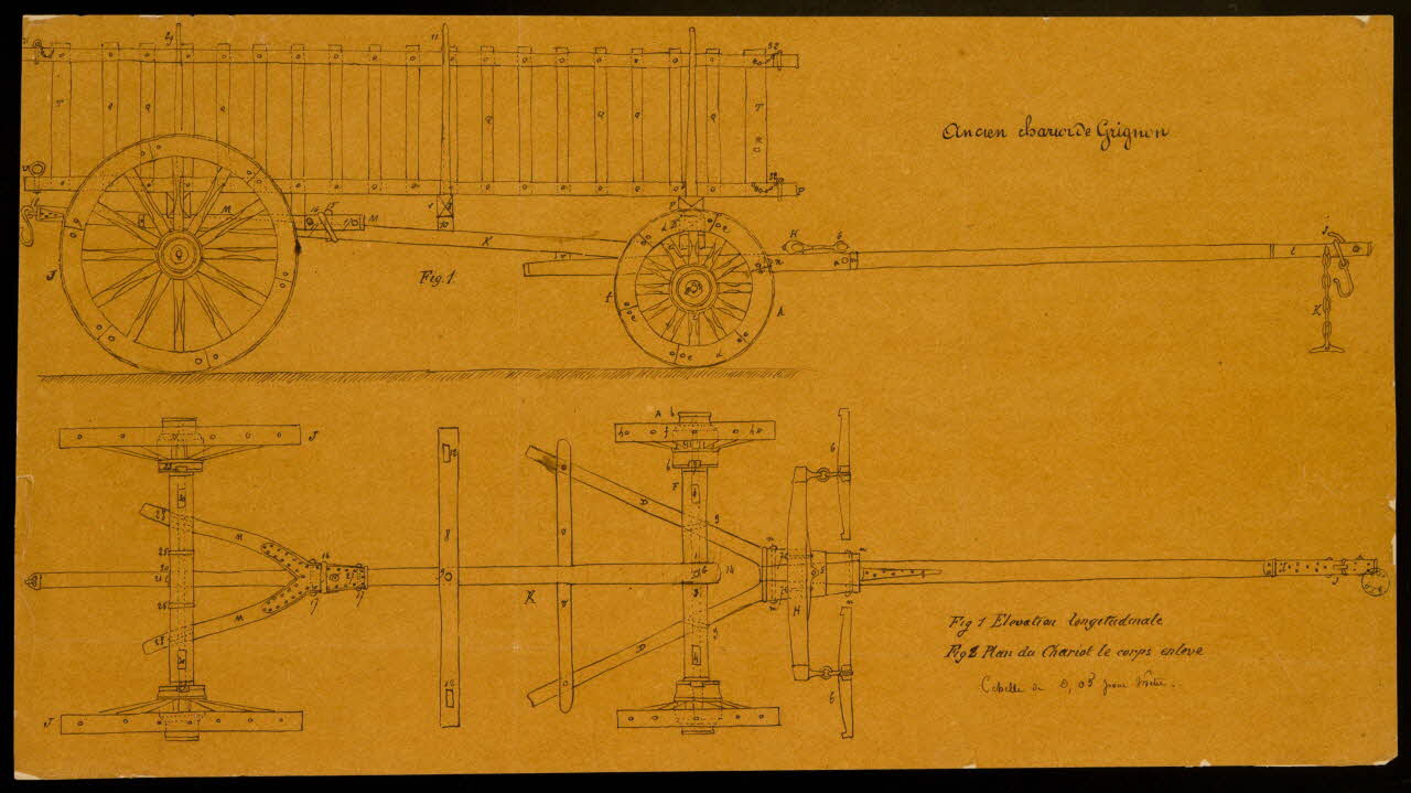 Fernand Langlois partie d'un ensemble de dessins Ancien chariot de Grignon Ile-de-France, France 1870-1880 1975.42.30 Photo