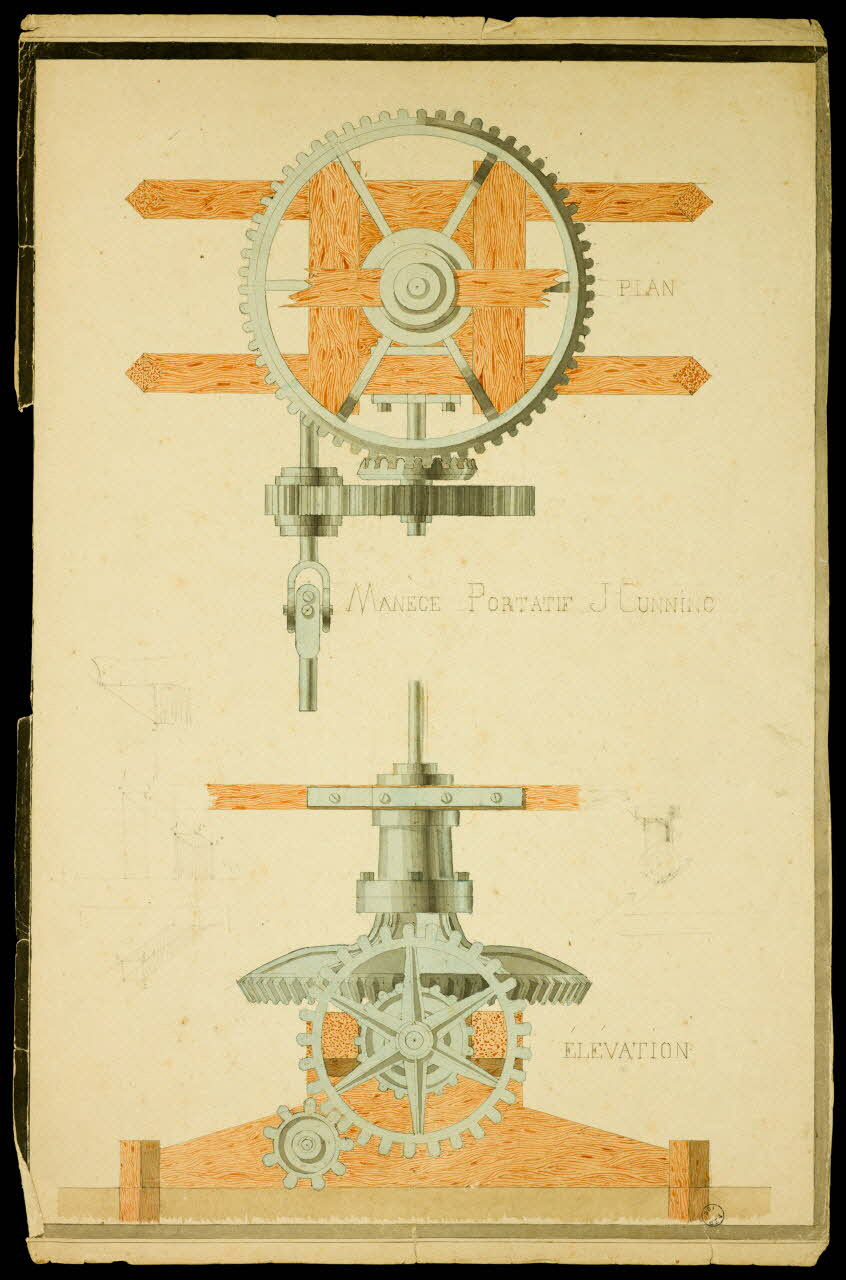 dessin PLAN  MANEGE PORTATIF J CUNNING  ELEVATION 1975.42.36 Photo