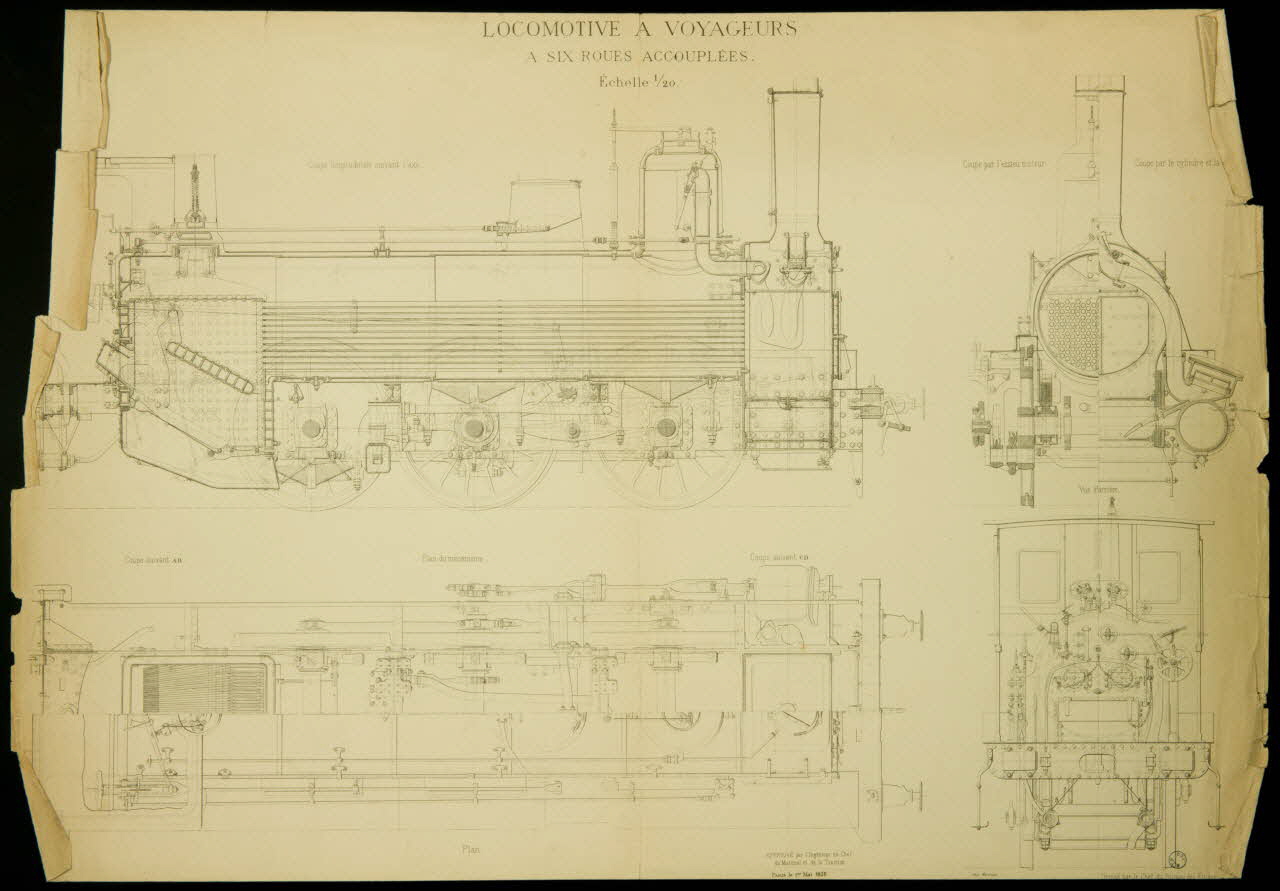 Monrocq Frères estampe LOCOMOTIVE A VOYAGEURS  A SIX ROUES ACCOUPLEES. 1878/5/1 1975.42.41 Photo