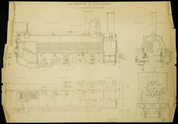 Monrocq Frères estampe LOCOMOTIVE A VOYAGEURS  A SIX ROUES ACCOUPLEES. 1878/5/1 1975.42.41  Photo