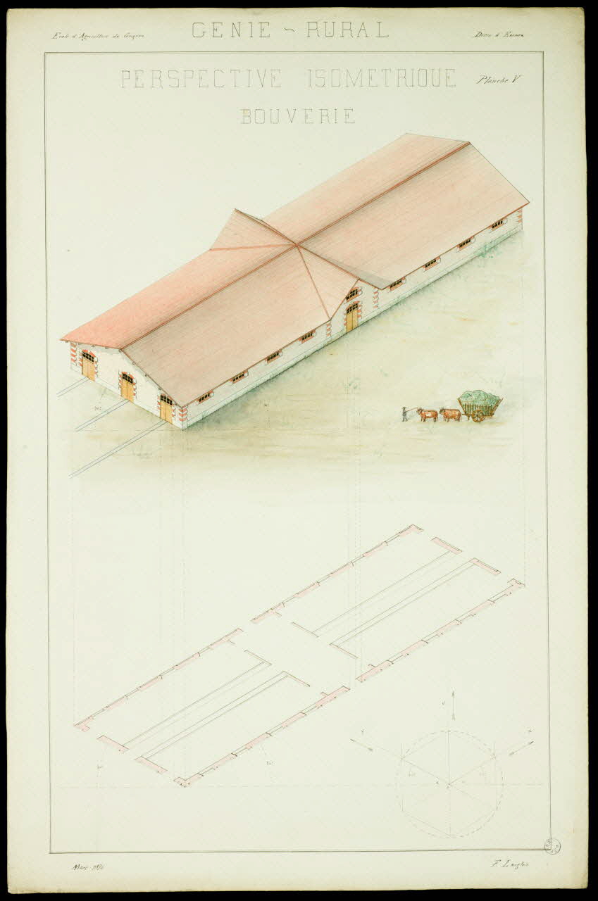 Fernand Langlois partie d'un ensemble de dessins PERSPECTIVE ISOMETRIQUE  BOUVERIE Ile-de-France, France 1876 1975.42.5 Photo