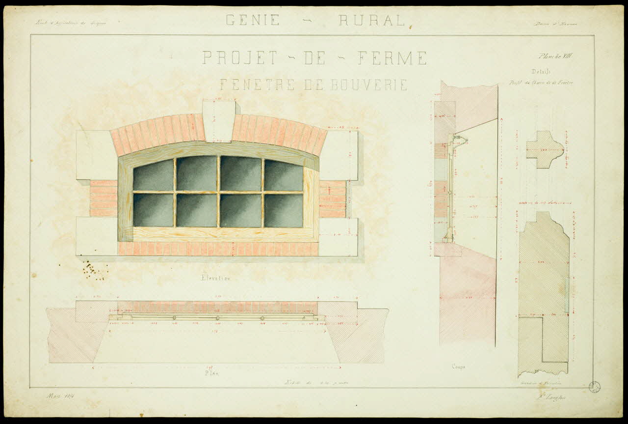Fernand Langlois partie d'un ensemble de dessins PROJET-DE-FERME  FENETRE DE BOUVERIE Ile-de-France, France 1876 1975.42.7 Photo