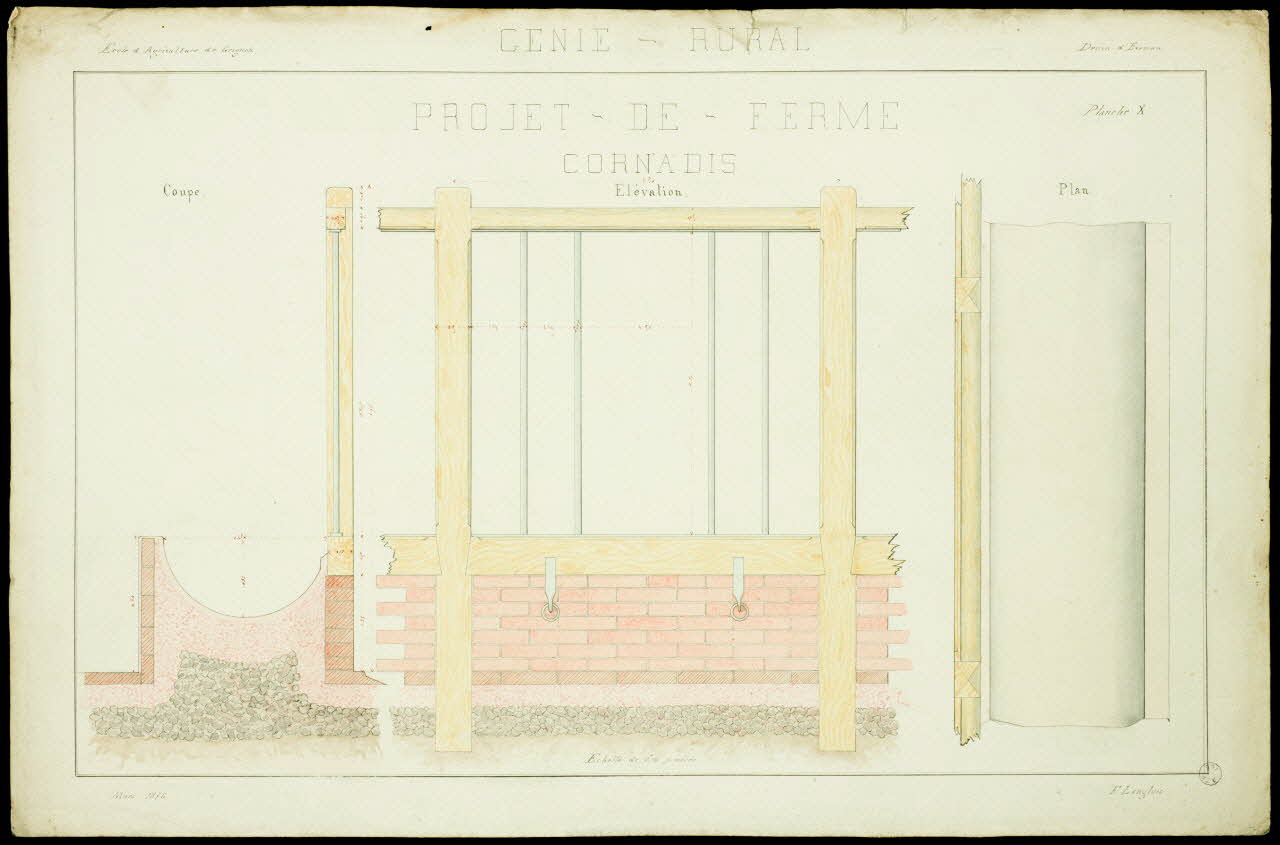 Fernand Langlois partie d'un ensemble de dessins PROJET-DE-FERME  CORNADIS Ile-de-France, France 1876 1975.42.9 Photo