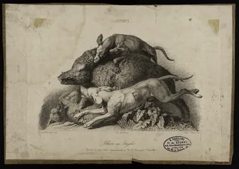 estampe L'ARTISTE.  Chasse au Sanglier. 1975.46.100 Photo