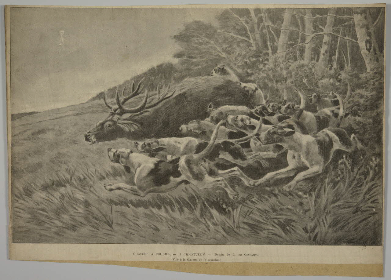 estampe CHASSES A COURRE. - A CHANTILLY. 1975.46.101 Photo