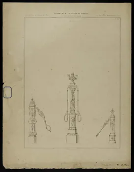 estampe MASCARONS, DAUPHINS D'APPLIQUES, CADUCE ET TETES DIVERSES 1975.46.194.1/2 Photo