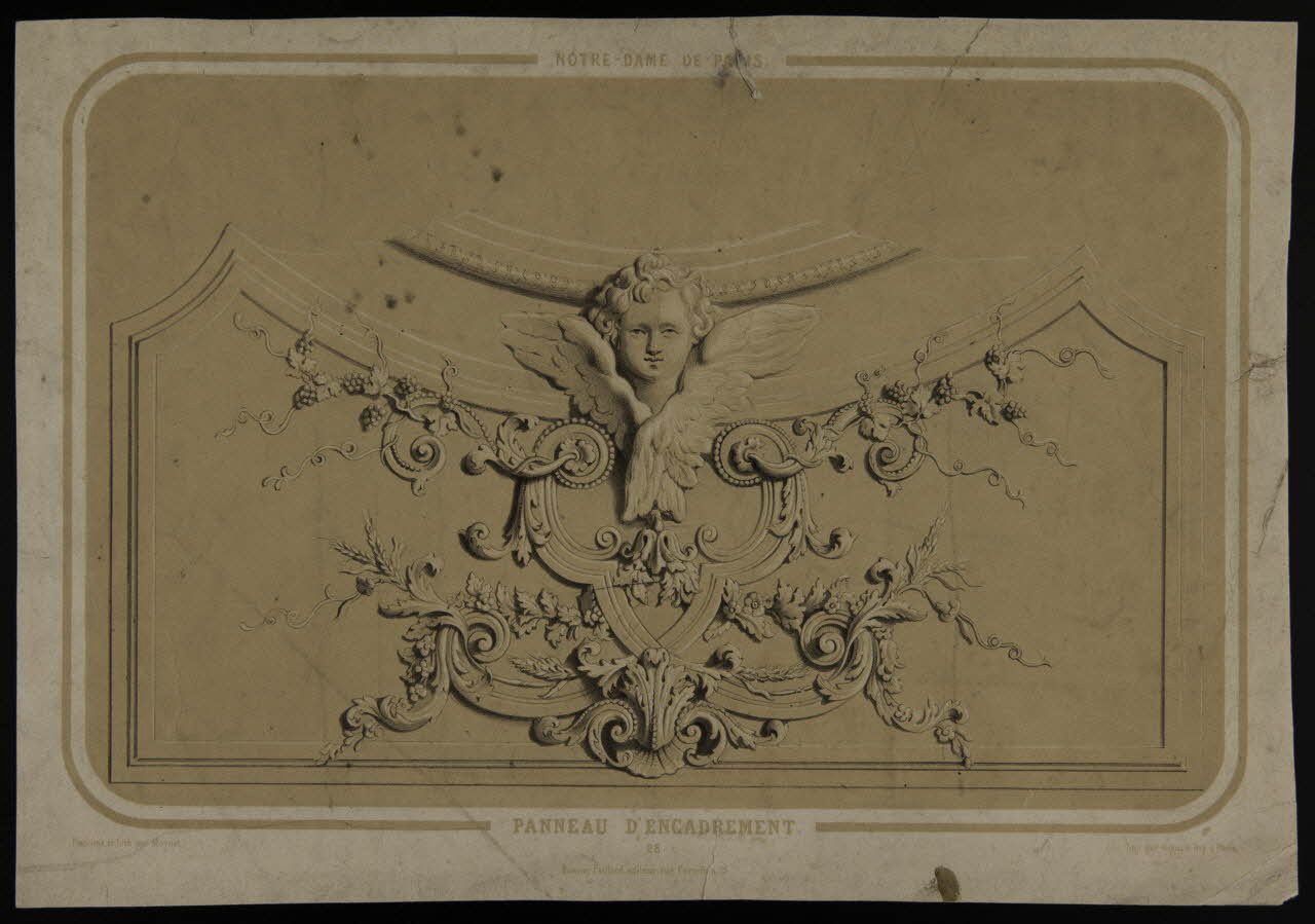 estampe NOTRE-DAME DE PARIS.  PANNEAU D'ENCADREMENT. 1975.46.205 Photo