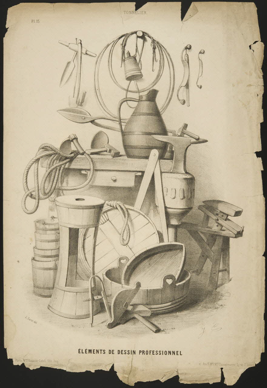 estampe TONNELIER.  ELEMENT DE DESSIN PROFESSIONNEL 1975.46.219 Photo
