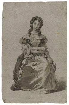 Dailland E. dessin Femme en vêtements d'époque Louis XIII 1880 1975.46.227 Photo