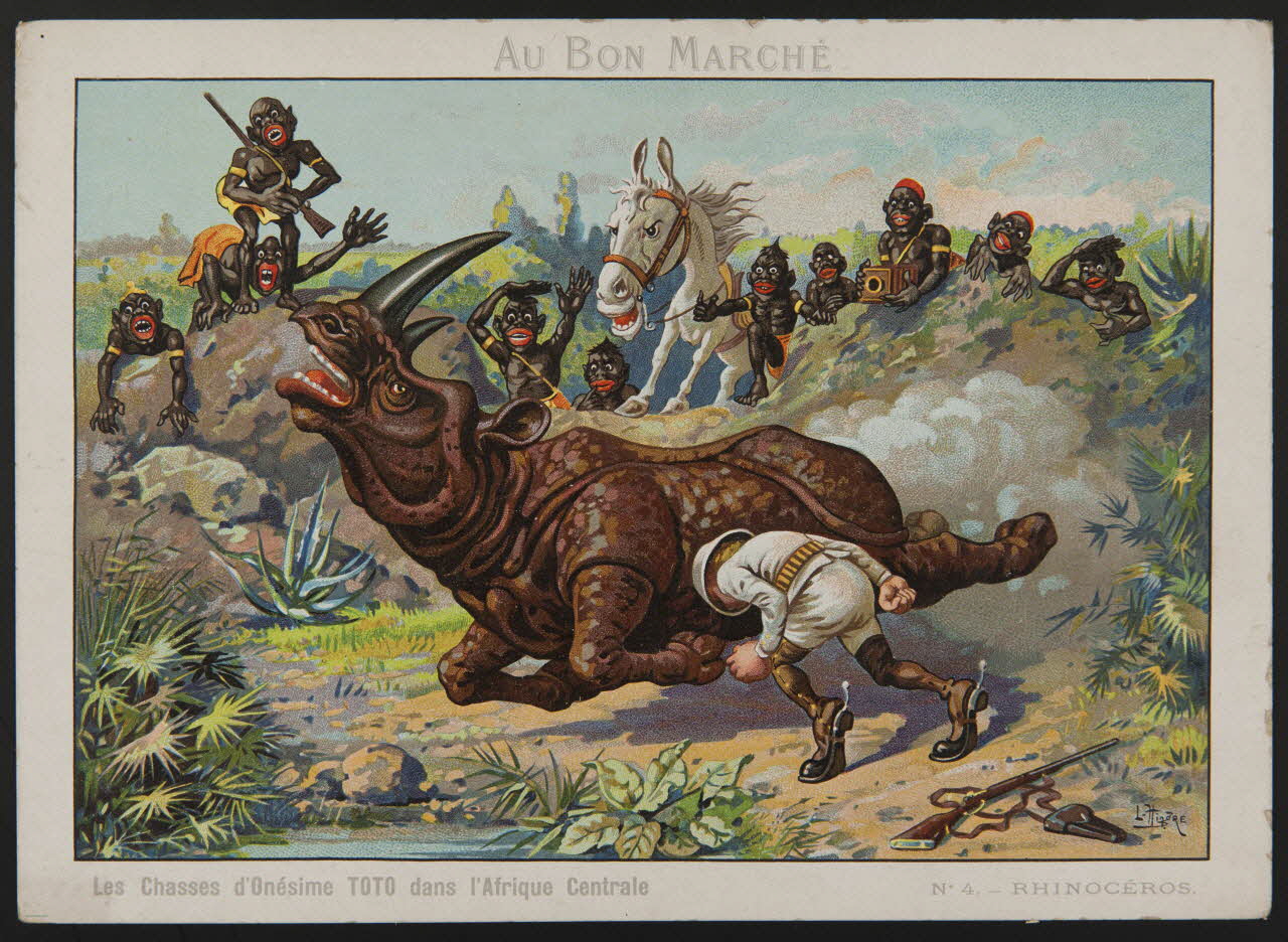 estampe Les Chasses d'Onésime TOTO dans l'Afrique Centrale  N°4. - RHINOCEROS. 1975.46.238 Photo