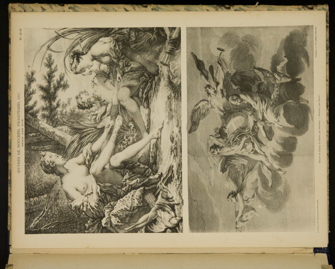 album OEUVRES DE BOUCHER, FRAGONARD, ECT.  SERIE DES NUS  Retour de Chasse de Diane, par Boucher. - Ecusson, par Pierre. 1975.46.240.34 Photo