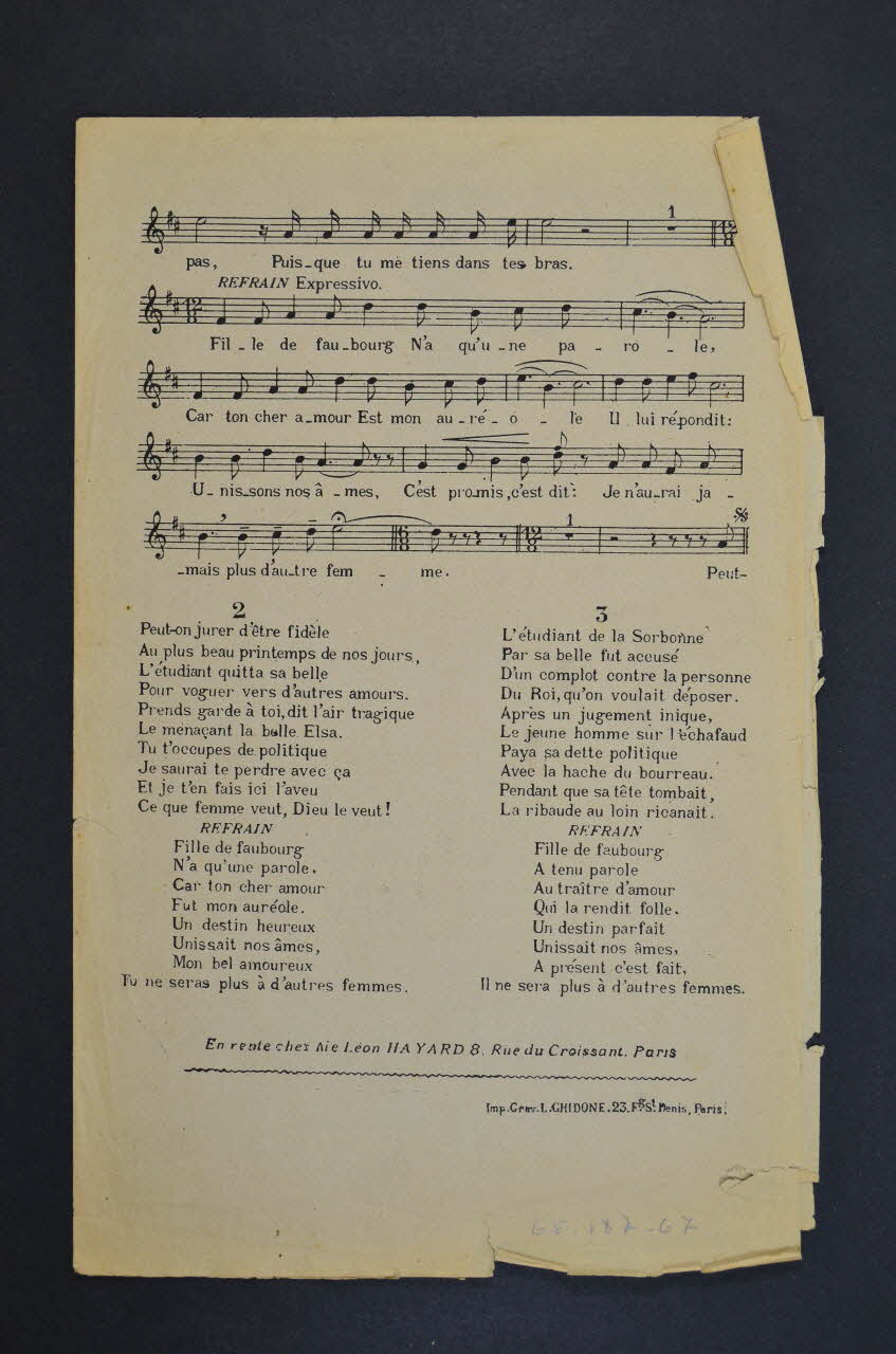 chanson petit format 1965.168.67 Photo Mucem