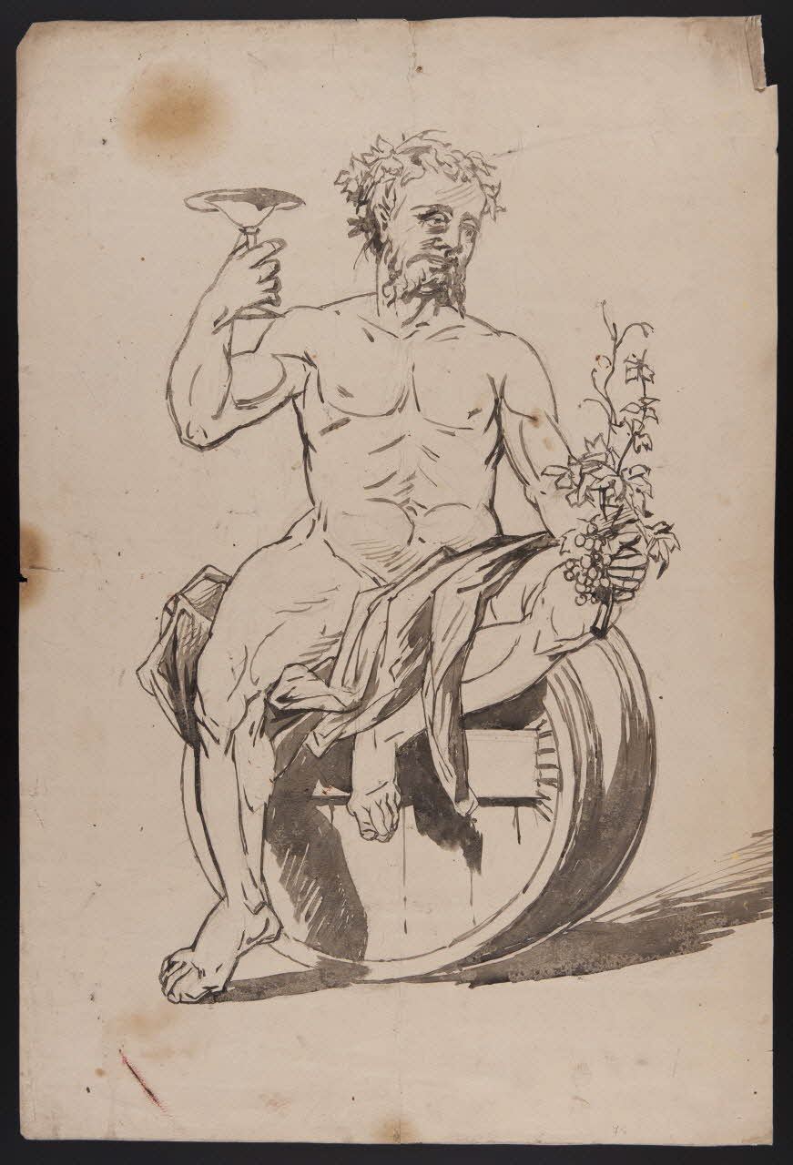 Dailland E. dessin Personnage bachique sur un tonneau 1880 1975.46.29 Photo
