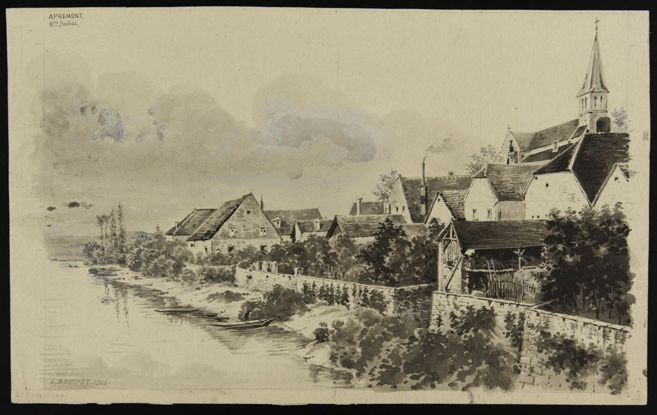 Dailland E. ; Benoist Louis dessin Vue d'Apremont (Haute-Saône) 1905 1975.46.35 Photo