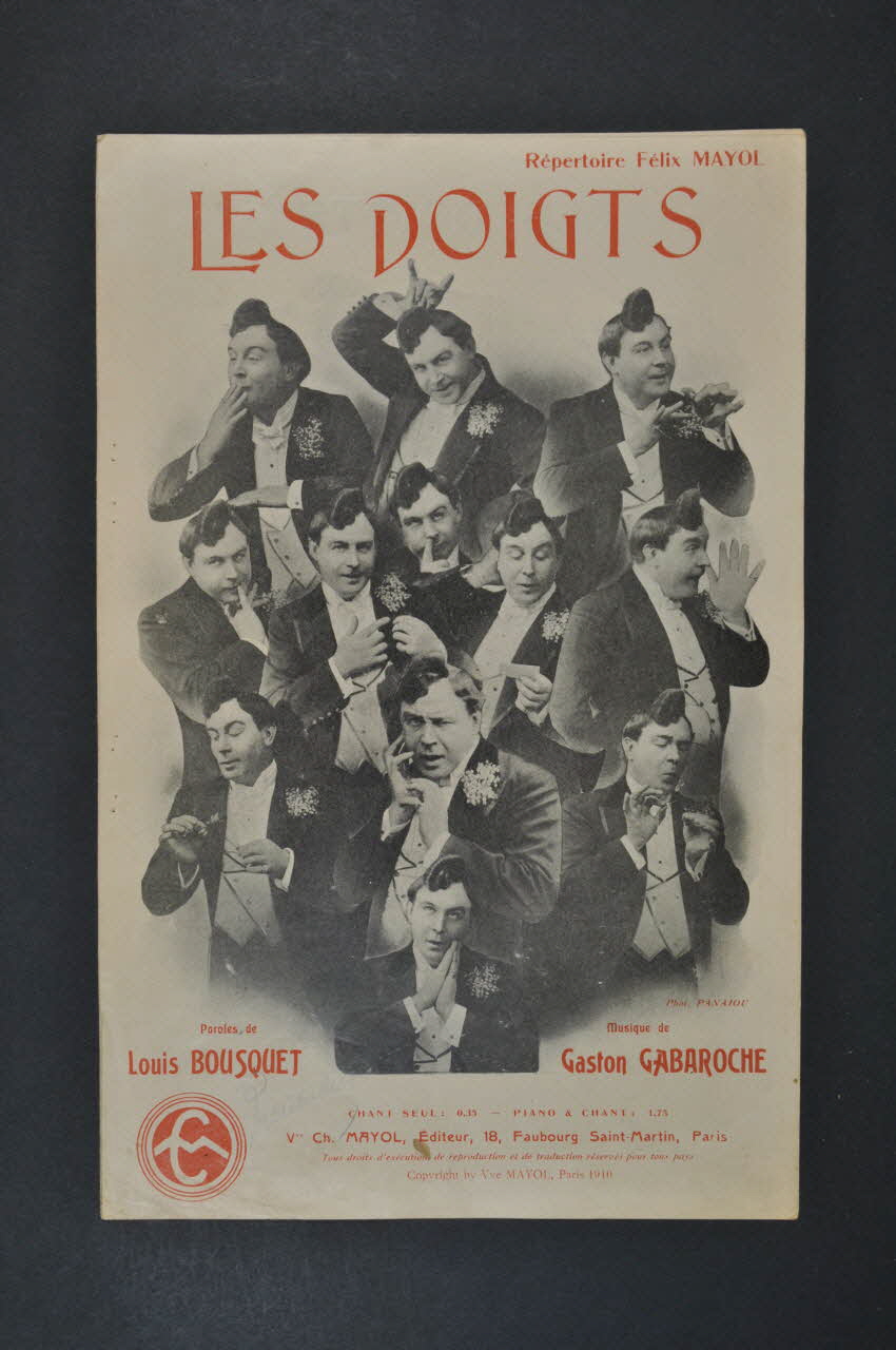 Gaston Gabaroche ; Louis Bousquet ; Félix Mayol ; Mayol chanson petit format 1910 1965.168.71 Photo Mucem