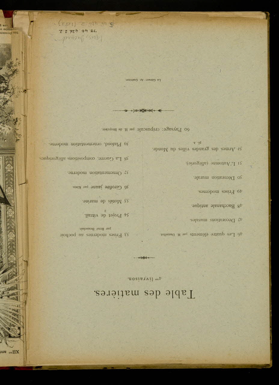 Guérinet album Table des matières. Ile-de-France, France 1901 1975.46.426.2.2 Photo