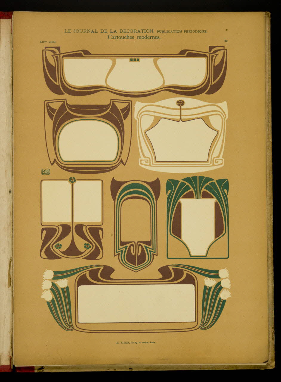 Guérinet album LE JOURNAL DE LA DECORATION.  Cartouches modernes. Ile-de-France, France 1901 1975.46.426.29 Photo