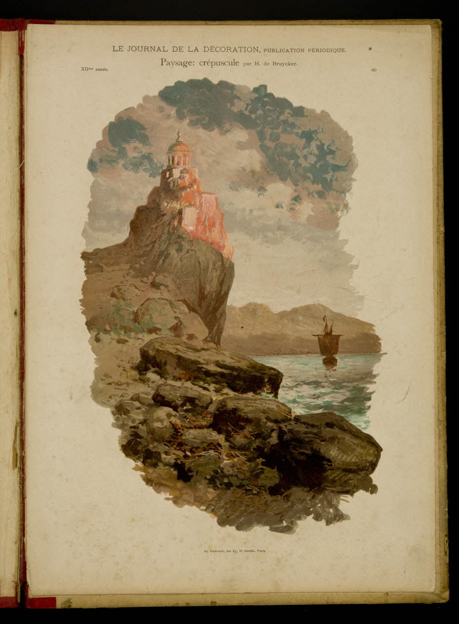 Guérinet album LE JOURNAL DE LA DECORATION.  Paysage : crépuscule Ile-de-France, France 1901 1975.46.426.51 Photo