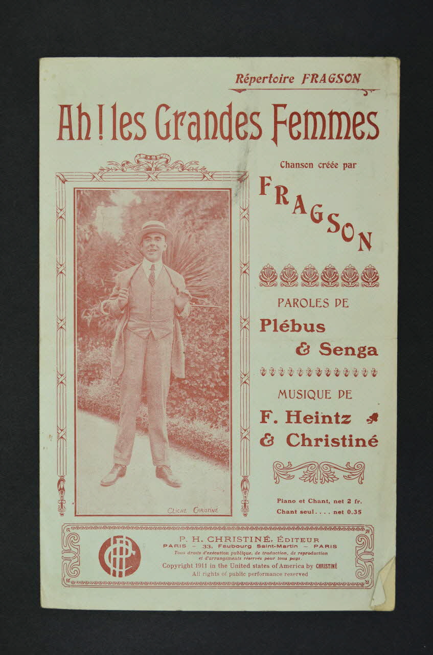 P. Senga ; Plébus ; Fernand Heintz ; Henri Christiné ; Harry Fragson chanson petit format 1911 1965.168.77 Photo Mucem